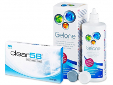Clear 58 (6 kpl) + Gelone -piilolinssineste 360 ml