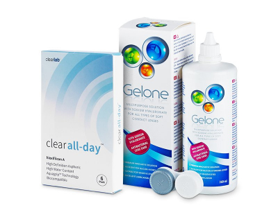 Clear All-Day (6 kpl) + Gelone -piilolinssineste 360 ml