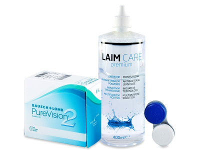 PureVision 2 (6 kpl) + Laim-Care -piilolinssineste 400ml