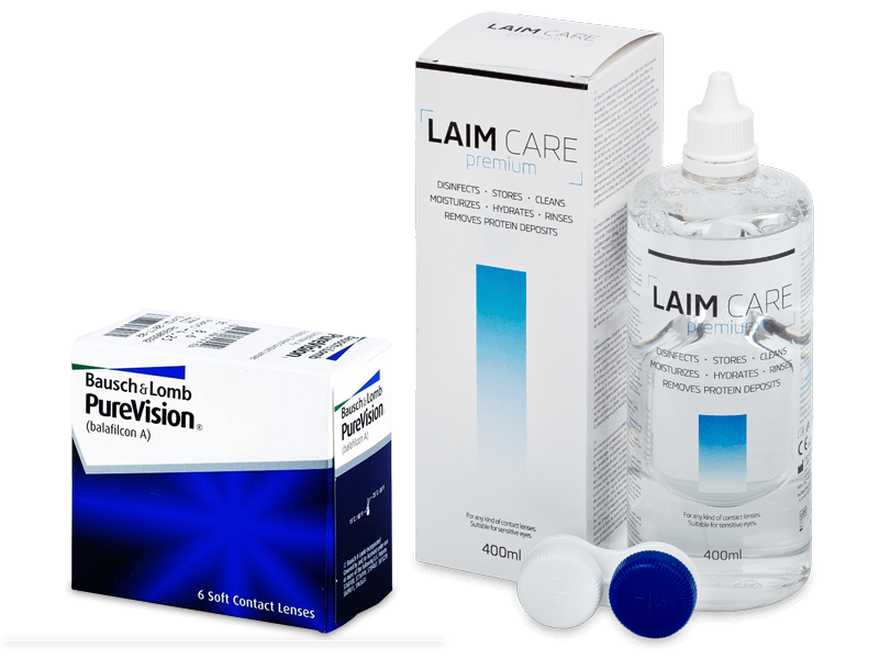 PureVision (6 kpl) + Laim-Care  -piilolinssineste 400ml