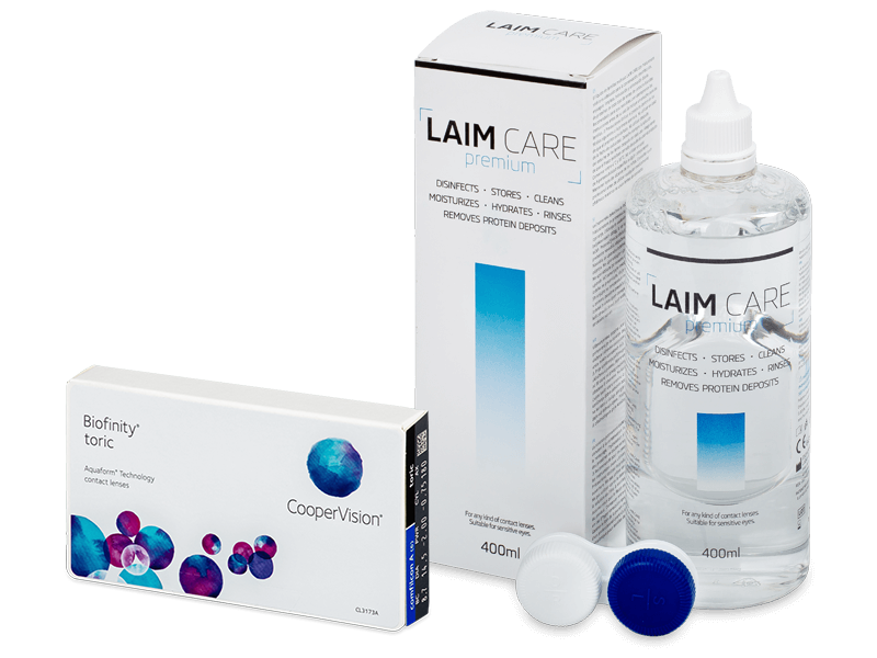Biofinity Toric (3 kpl) + Laim Care-piilolinssineste 400ml