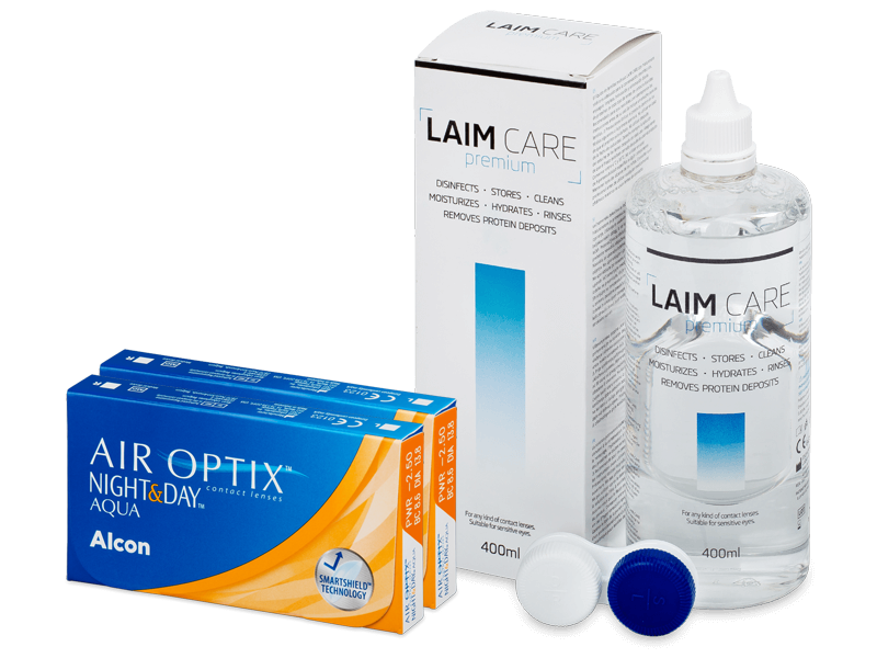 Air Optix Night and Day Aqua (2x3 kpl) + Laim-Care -piilolinssineste 400ml
