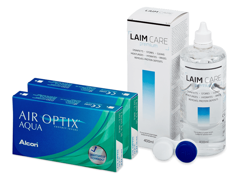 Air Optix Aqua (2x3 kpl) + Laim Care -piilolinssineste 400 ml