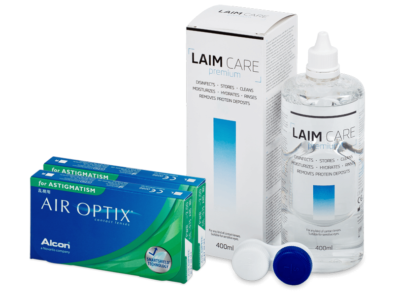 Air Optix for Astigmatism (2x3 kpl) + Laim-Care -piilolinssineste 400ml