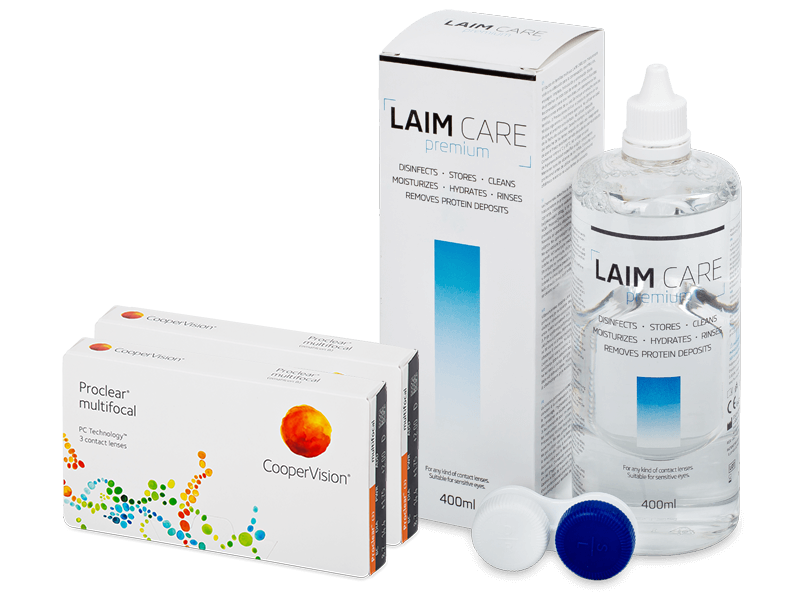 Proclear Multifocal (2x3 kpl) + Laim-Care -piilolinssineste 400ml