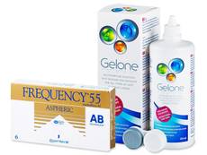 Frequency 55 Aspheric (6 kpl) + Gelone-piilolinssineste 360 ml