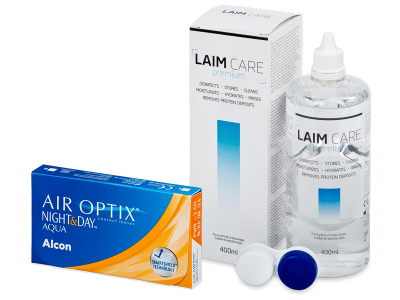Air Optix Night and Day Aqua (6 kpl) + Laim-Care -piilolinssineste 400ml