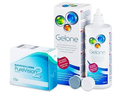 PureVision 2 (6 kpl) + Gelone -piilolinssineste 360 ml