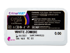 Valkoiset Zombie piilolinssit - ColourVue Crazy - Kertakäyttö (2 kpl)