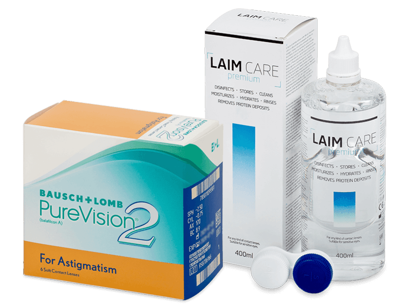 PureVision 2 for Astigmatism (6 kpl) + Laim Care -piilolinssineste 400 ml