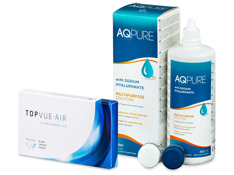 TopVue Air (6 kpl) + AQ Pure -piilolinssineste 360 ml