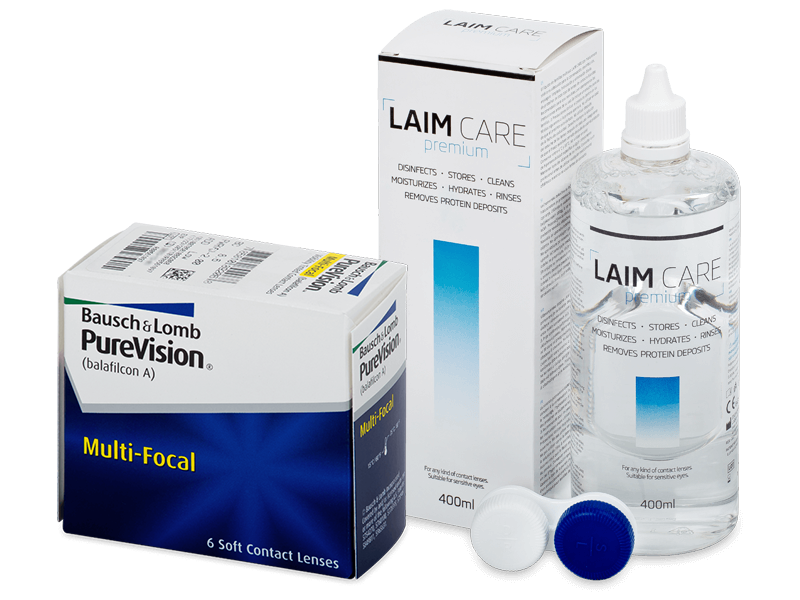 PureVision Multi-Focal (6 kpl) + Laim Care-piilolinssineste 400 ml