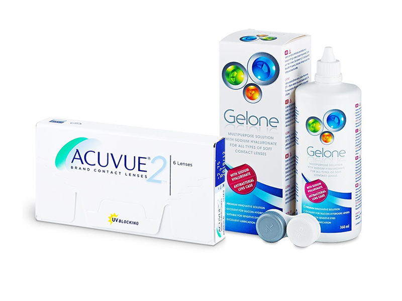 Acuvue 2 (6 kpl) + Gelone-piilolinssineste 360 ml