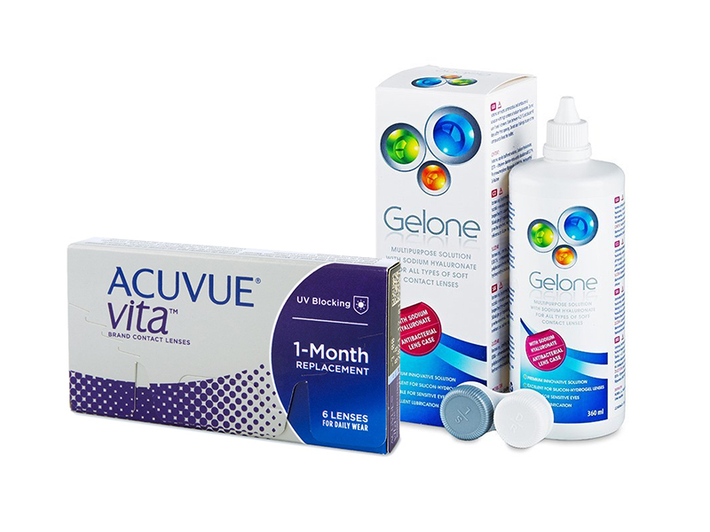 Acuvue Vita (6 kpl) + Gelone-piilolinssineste 360 ml