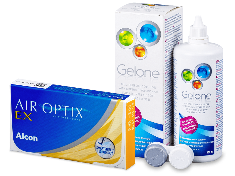 Air Optix EX (3 kpl) + Gelone-piilolinssineste 360 ml