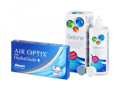 Air Optix plus HydraGlyde (3 kpl) + Gelone-piilolinssineste 360 ml