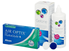 Air Optix plus HydraGlyde for Astigmatism (6 kpl) + Gelone-piilolinssineste 360 ml