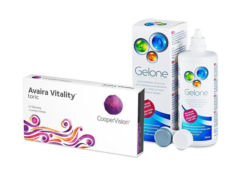 Avaira Vitality Toric (3 kpl) + Gelone-piilolinssineste 360 ml