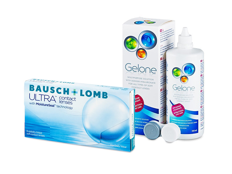 Bausch + Lomb ULTRA (6 kpl) + Gelone-piilolinssineste 360 ml