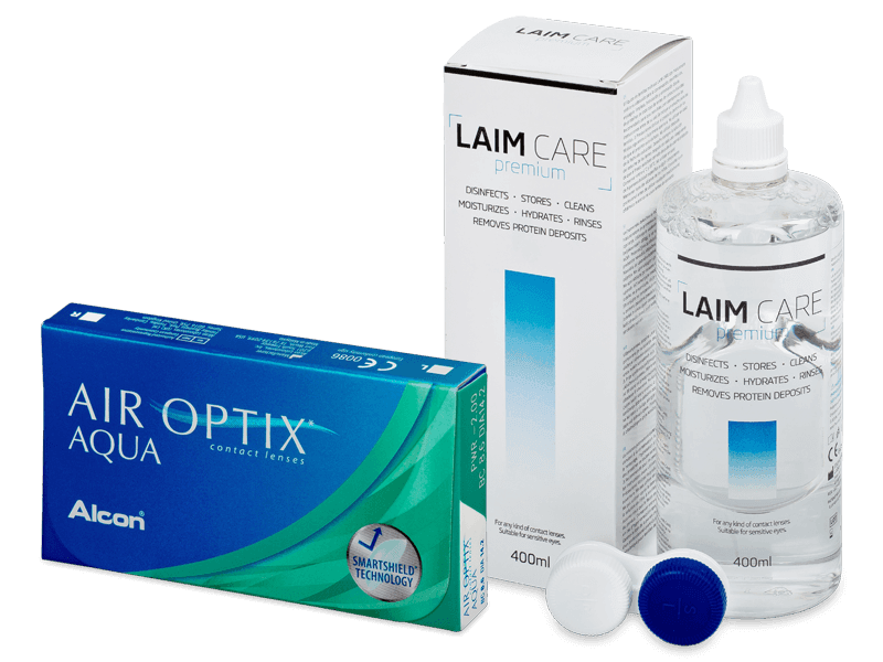 Air Optix Aqua (6 kpl) + Laim Care -piilolinssineste 400 ml