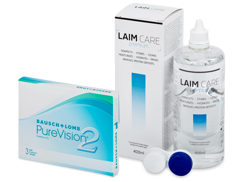 PureVision 2 (3 kpl) + Laim-Care-piilolinssineste 400 ml