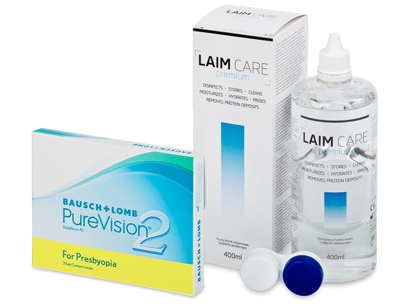 PureVision 2 for Presbyopia (3 kpl) + Laim-Care-piilolinssineste 400 ml