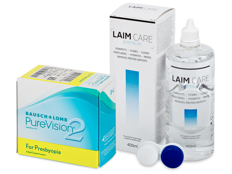 PureVision 2 for Presbyopia (6 kpl) + Laim-Care-piilolinssineste 400 ml