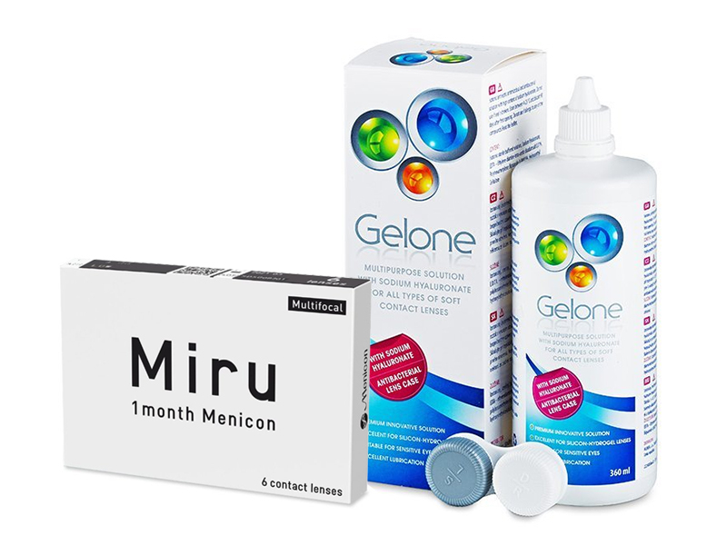 Miru 1 Month Menicon Multifocal (6 kpl) + Gelone-piilolinssineste 360 ml