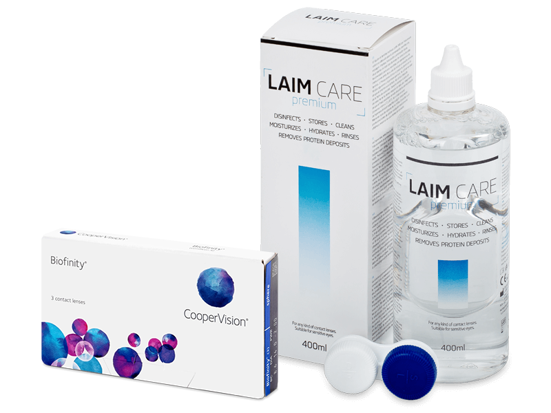 Biofinity (3 kpl) + Laim-Care-piilolinssineste 400 ml