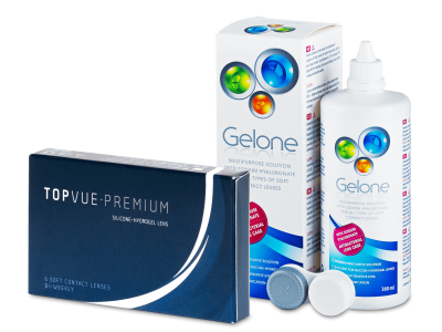 TopVue Premium (6 kpl) + Gelone -piilolinssineste 360 ml