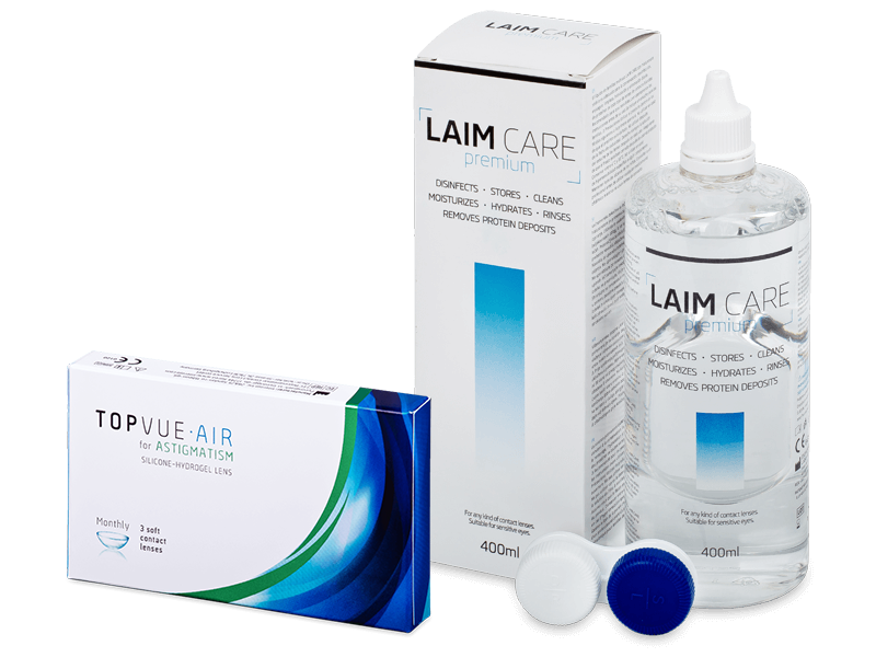 TopVue Air for Astigmatism (3 kpl) + Laim-Care -piilolinssineste 400 ml