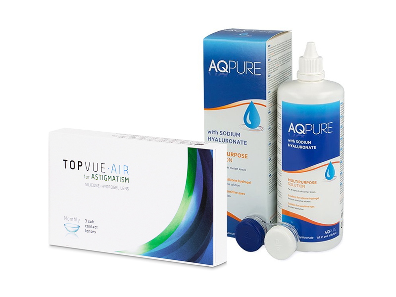 TopVue Air for Astigmatism (3 kpl) + AQ Pure -piilolinssineste 360 ml