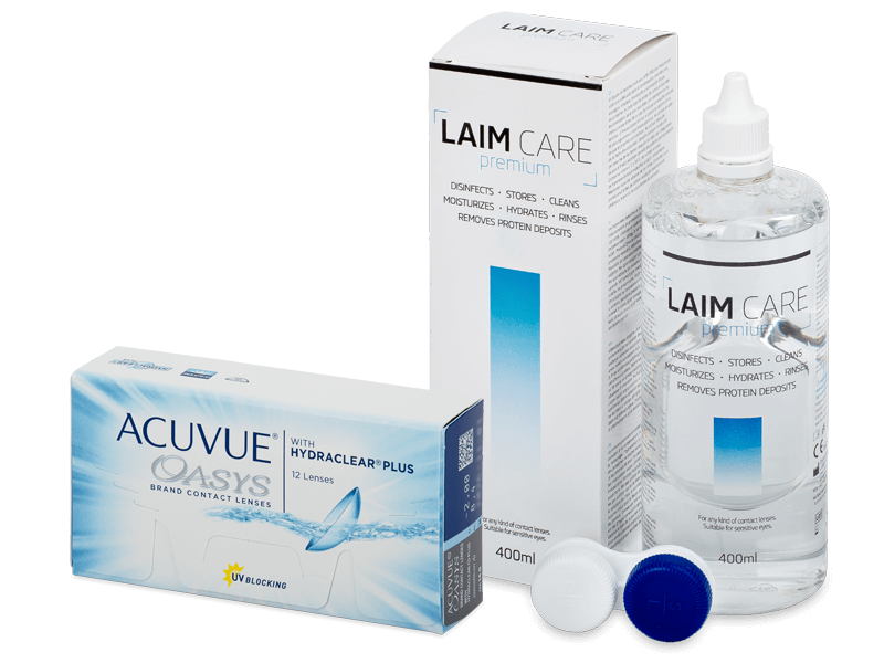 Acuvue Oasys (12 kpl) + Laim Care-piilolinssineste 400 ml