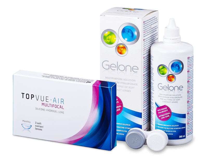TopVue Air Multifocal (3 kpl) + Gelone -piilolinssineste 360 ml