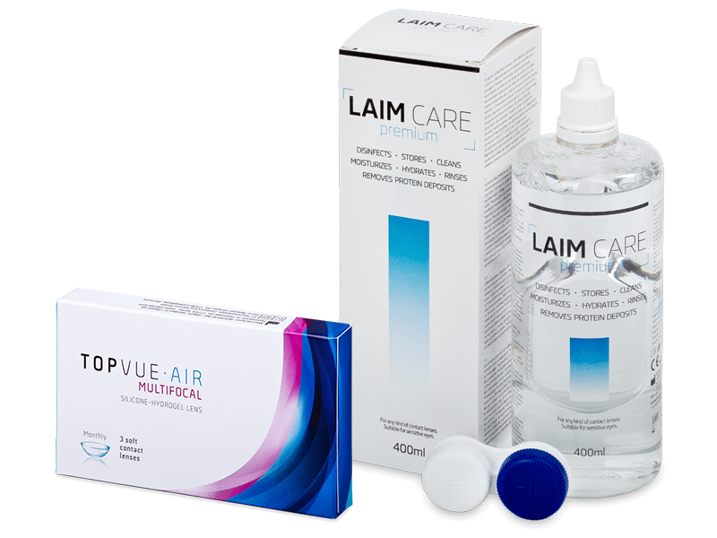 TopVue Air Multifocal (3 kpl) + Laim-Care -piilolinssineste 400 ml