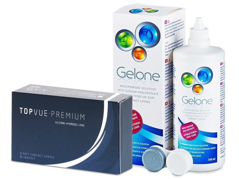 TopVue Premium (12 kpl) + Gelone piilolinssineste 360 ml