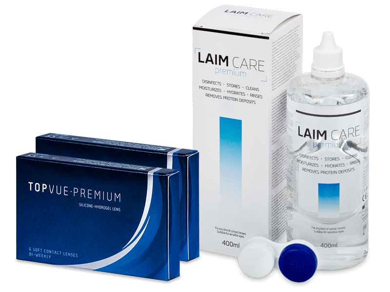 TopVue Premium (12 kpl) + Laim-Care piilolinssineste 400 ml
