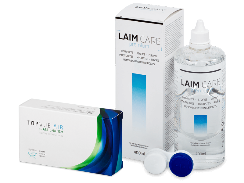 TopVue Air for Astigmatism (6 kpl) + Laim Care-piilolinssineste 400 ml