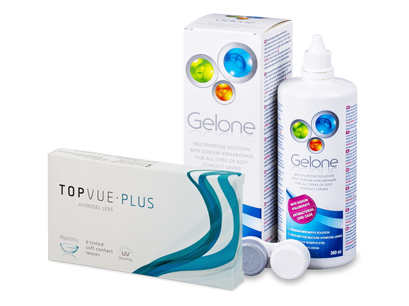 TopVue Monthly PLUS (6 kpl) + Gelone -piilolinssineste 360 ml