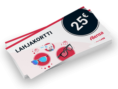 Lahjakortti linssejä ja silmälaseja varten arvoltaan 25 €