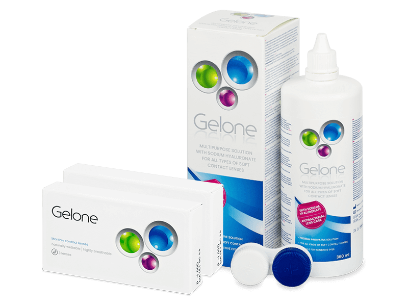 Gelone Monthly (6 kpl) + Gelone-piilolinssineste 360 ml