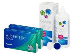 Air Optix Aqua (2x3 kpl) + Gelone-piilolinssineste 360 ml